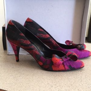 Stuart Weitzman Floral Bow Heels